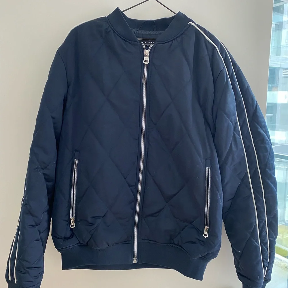 Zara Navy Bomber Jacket - Picture 1 of 2